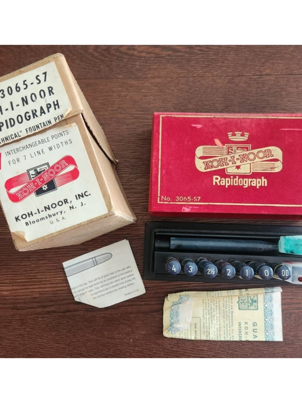 Koh-I-Noor Rapidograph technical pen set model No 3065-S7 vintage w box 3065 H
